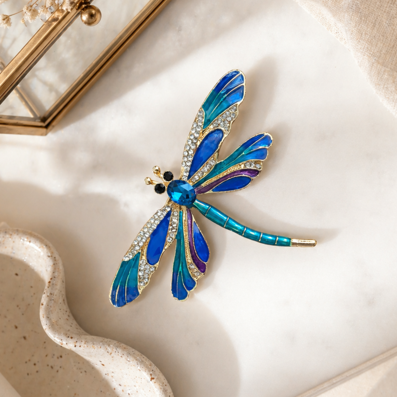 Brož vážka s modrými kamínky | My Feminity5